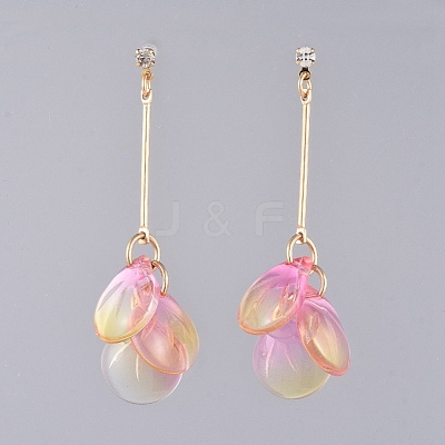 Glass Cluster Beads Dangle Ear Studs EJEW-JE03915-01-1