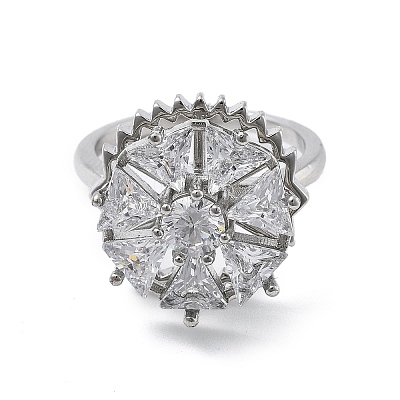 Gear Rotatable Open Cuff Rings for Women RJEW-S402-12P-1