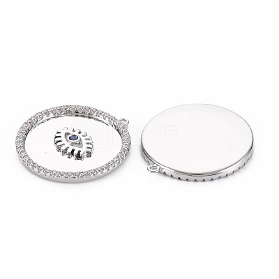Brass Micro Pave Blue Cubic Zirconia Pendants KK-S356-753-1