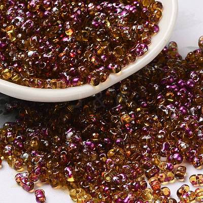 Spray Painted Glass Seed Beads SEED-F005-03A-01-1