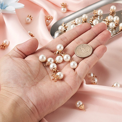 50Pcs 5 Styles Resin Imitation Pearl Pendants FIND-CD0001-32-1