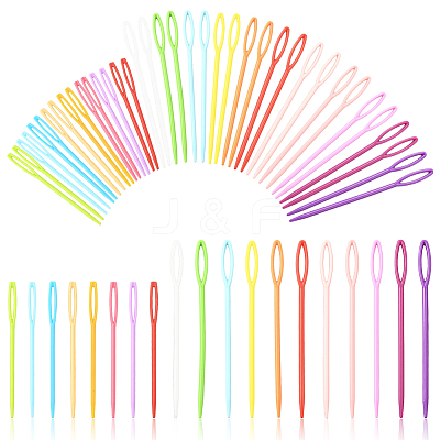100Pcs 2 Styles Plastic Yarn Knitting Needles SENE-SP0001-02-1