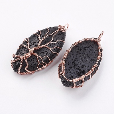 Natural Lava Rock Big Pendants KEYC-F019-01RG-1
