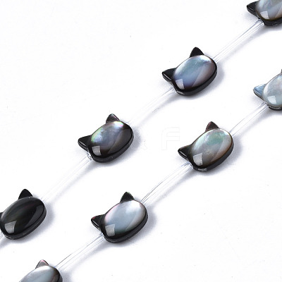 Natural Black Lip Shell Beads Strands SSHEL-S278-124B-1