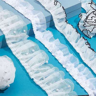 3 Styles Polyester Pleated Satin Pleated Lace Ribbon OCOR-PH0006-60-1