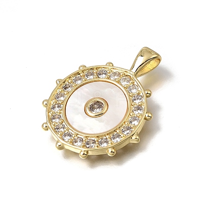 Brass Micro Pave Clear Cubic Zirconia Pendants KK-C262-19G-1