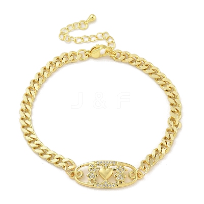 Brass Micro Pave Cubic Zirconia Link Bracelets BJEW-S158-13G-A-1