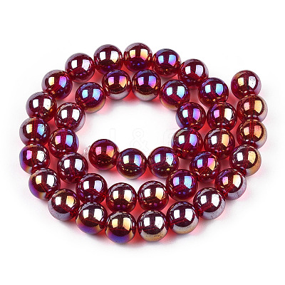 Electroplate Transparent Glass Beads Strands GLAA-T032-T10mm-AB20-1
