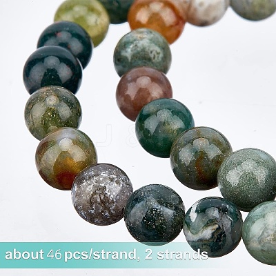 2 Strands Round Natural Indian Agate Beads Strands G-OC0002-32-1