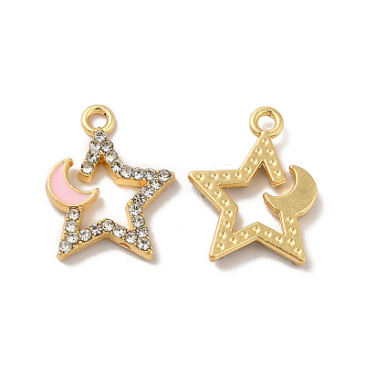 Rack Plating Alloy Rhinestone Pendants PALLOY-O106-27G-02-1
