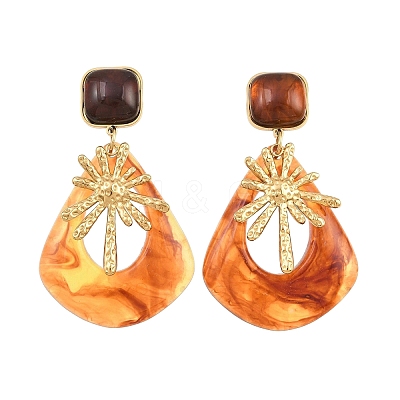 304 Stainless Steel & Resin Stud Dangle Earrings for Women SA-CBA717A-01G-04-1