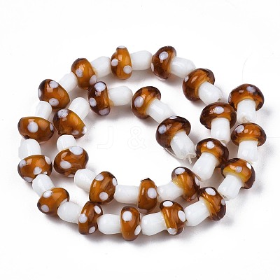 Mushroom Handmade Lampwork Beads Strands LAMP-R116-24-1