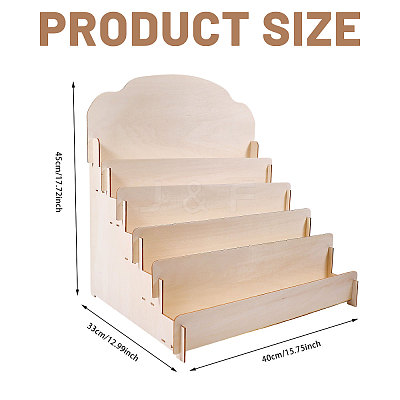 5-Tier Wood Display Riser Stands for Greeting Cards ODIS-WH0043-230A-1
