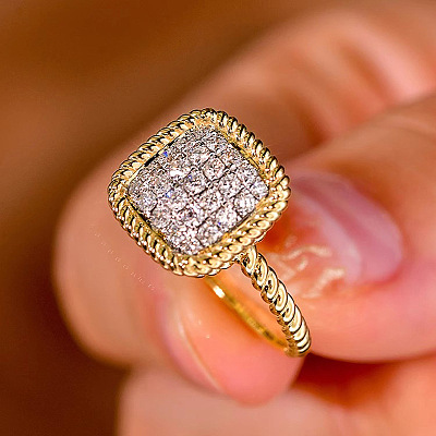 Brass Micro Pave Cubic Zirconia Finger Rings for Women FS-WG378B2-02-1