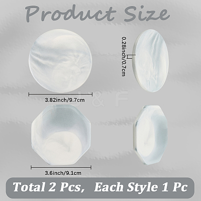2Pcs 2 Styles Marble Pattern Porcelain Cup Coasters AJEW-CP0009-18A-1