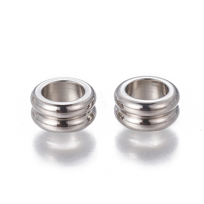 Non-Tarnish 201 Stainless Steel Grooved European Beads X-STAS-P239-03P-1