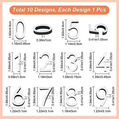 10Pcs 10 Style Acrylic Mirror Wall Stickers AJEW-CN0001-46-1