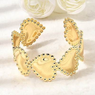 Heart Brass Cuff Bangles for Women BJEW-Z163-01G-1
