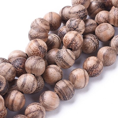 Natural Wood Beads Strands WOOD-F008-06-C-1