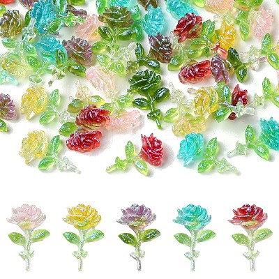 50Pcs 5 Colors Transparent Resin Decoden Cabochons RESI-YW0001-66-1