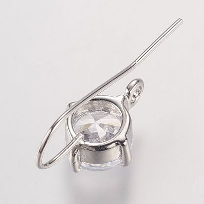 Long-Lasting Plated Brass Cubic Zirconia Earring Hooks X-KK-P085-01P-NR-1
