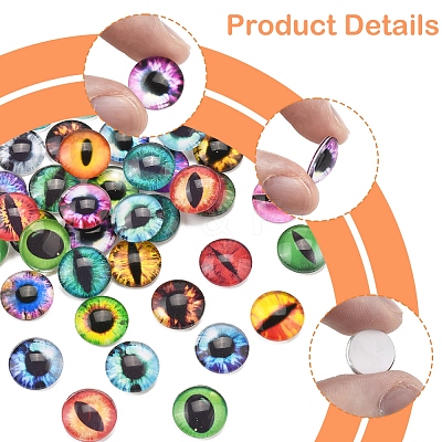 60Pcs Half Round with Eye Glass Cabochons GGLA-FS0001-16A-1