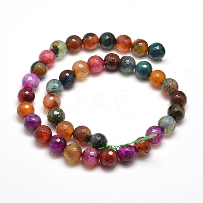 Dyed Natural Agate Faceted Round Beads Strands G-E268-22-1