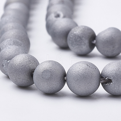 Electroplate Natural Druzy Geode Weathered Agate Beads Strands G-S284-8mm-07-1