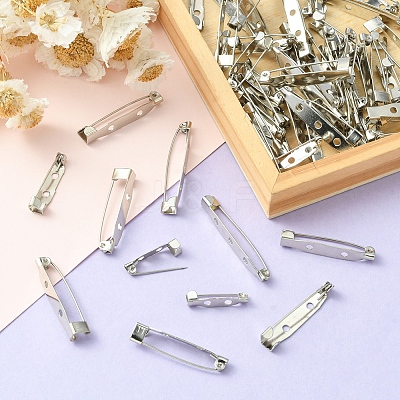 100Pcs 4 Size Iron Brooch Findings IFIN-YW0001-63-1