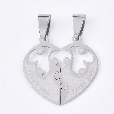 Non-Tarnish 201 Stainless Steel Split Pendants STAS-T048-22-1