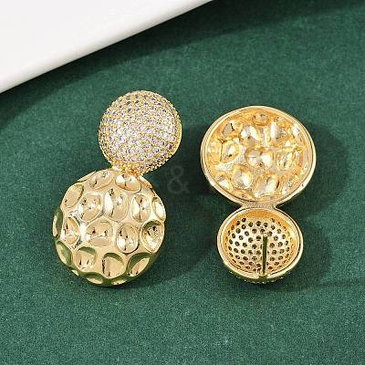 Brass Micro Pave Clear Cubic Zirconia Dangle Stud Earrings EJEW-L275-15G-02-1