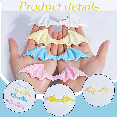 Demon Wing Rainbow Iridescent PU Leather Ornament Accessories DIY-WH0308-457B-1