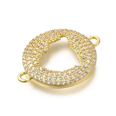 Rack Plating Brass Micro Pave Clear Cubic Zirconia Hollow Connector Charms KK-M079-13G-1