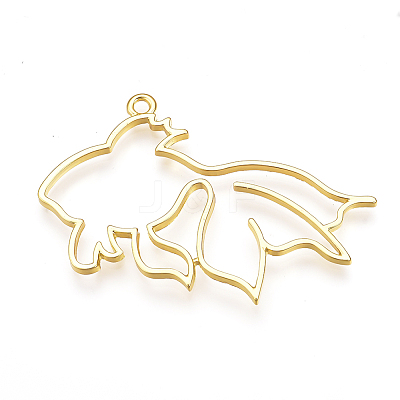 Rack Plating Alloy Open Back Bezel Pendants PALLOY-Q351-54G-FF-1