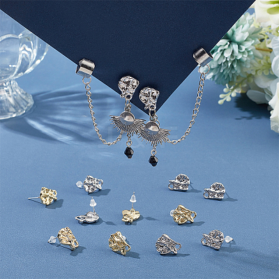 40Pcs 2 Color Alloy Stud Earring Findings FIND-DC0002-19-1