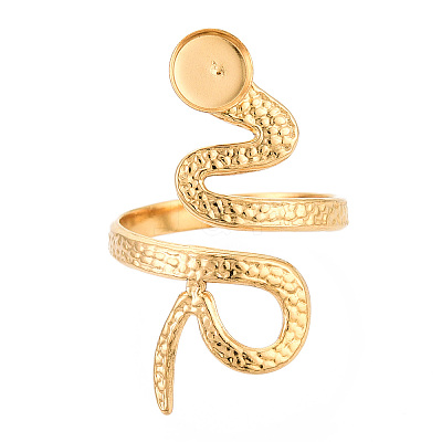Snake 304 Stainless Steel Cuff Ring Components X-STAS-T066-28G-1