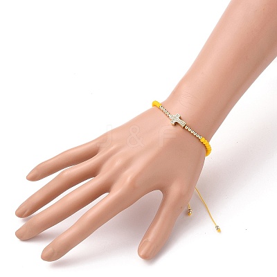 Adjustable Nylon Cord Braided Bead Bracelet BJEW-JB05732-04-1