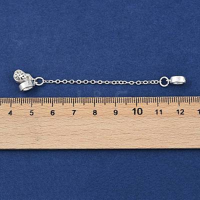 Brass Pave Clear Cubic Zirconia European Safety Chains with Charms KK-L236-15D-S-1