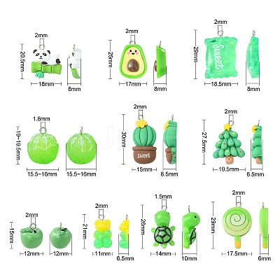 30Pcs 10 Styles Opaque Resin Pendants RESI-CJ0003-48-1