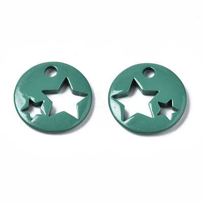 Spray Painted Brass Charms KK-Q252-003B-1