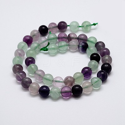Natural Rainbow Fluorite Bead Strands G-P255-01-8mm-1