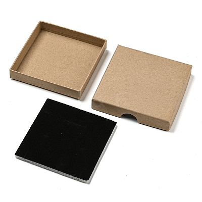 Square Cardboard Kraft Paper Jewelry Box LS-CON-D014-01C-01-1