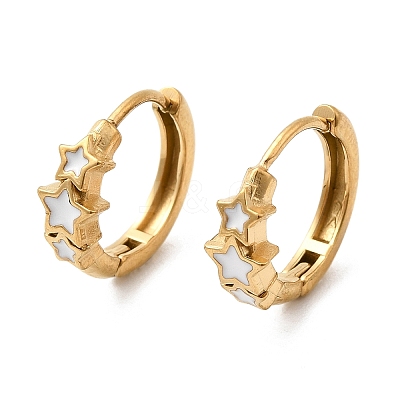 304 Stainless Steel Star Hoop Earrings EJEW-H172-02G-1