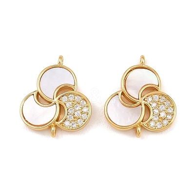 Natural White Shell Flower Links Connector Charms KK-Z140-09G-1