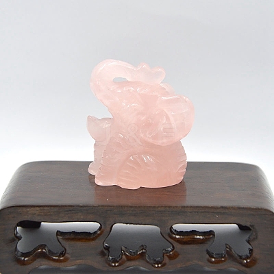 Natural Rose Quartz Carved Healing Elephant Figurines PW-WG51883-01-1