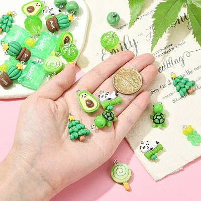 30Pcs 10 Styles Opaque Resin Pendants RESI-CJ0003-48-1