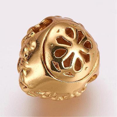 Brass Micro Pave Cubic Zirconia Beads ZIRC-G099-19G-1