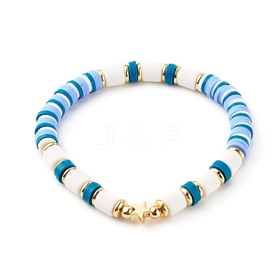 Handmade Polymer Clay Beads Stretch Bracelets Sets BJEW-JB06353-02-1