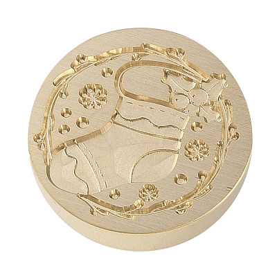Christmas Series Wax Seal Brass Stamp Head AJEW-M037-01G-11-1