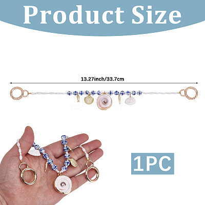 1Pc Handmade Porcelain & Natural Pearl & Shell Bag Extender Chains HJEW-SC0003-35-1